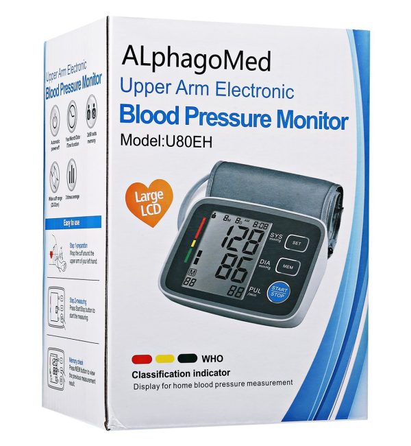 AlphagoMed Upper Arm Electronic Digital Blood Pressure Monitor